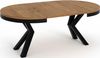 Runder Ausziehbarer Esstisch Weiß - Tisch im Loft-Stil mit Metallbeinen - Industrieller Tisch für Wohnzimmer - Spacesaver - Eiche Lancelot - Schwarz - 100 cm Bild 4