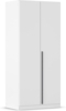 rauch Kleiderschrank Alba, Drehtürenschrank, Garderobenschrank, 2-türig, mit 1 Kleiderstange und 1 Einlegeboden, Farbe Weiß, Griffstange Grau metallic, Schwarz, 91x197x56cm