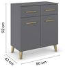 rauch Aditio Box, Kommode, 2-türig, 2 Schubladen, Massivholz-Fuß, mit Softclose-Funktion, Farbe Grau metallic, BxHxT 80x92x44cm Bild 3