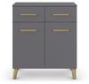 rauch Aditio Box, Kommode, 2-türig, 2 Schubladen, Massivholz-Fuß, mit Softclose-Funktion, Farbe Grau metallic, BxHxT 80x92x44cm Bild 5