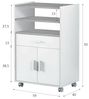 Dmora - Rollwagen Scottsdale, Hilfsmöbel für Küche mit Rädern, Mehrzweckschrank mit 2 Türen und 1 Einlegeboden, cm 59x40h92, Weiß Bild 2
