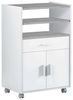 Dmora - Rollwagen Scottsdale, Hilfsmöbel für Küche mit Rädern, Mehrzweckschrank mit 2 Türen und 1 Einlegeboden, cm 59x40h92, Weiß Bild 3