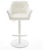 Barstuhl Yulo-Flex Bouclé Soft Beige Drehfuß höhenverstellbar Metall Weiß Bild 3