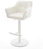 Barstuhl Yulo-Flex Bouclé Soft Beige Drehfuß höhenverstellbar Metall Weiß Bild 2