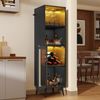 YITAHOME Barschrank mit verstellbaren LED-Lichtern, Kaffeebar mit Weinregal & Haken & Acryl-Türschrank, Küche Buffet Sideboard für Home Bar/Esszimmer/Wohnzimmer, Schwarz Bild 4