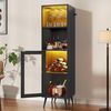 YITAHOME Barschrank mit verstellbaren LED-Lichtern, Kaffeebar mit Weinregal & Haken & Acryl-Türschrank, Küche Buffet Sideboard für Home Bar/Esszimmer/Wohnzimmer, Schwarz Bild 2