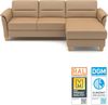 CAVADORE Leder-Eckcouch Palera mit Longchair / Landhaus-Sofa mit Federkern + massiven Holzfüßen / 244 x 89 x 163 / Leder Beige Bild 4