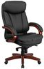 Flash Möbel Hohe Rückseite Leder Executive Drehstuhl mit Synchro-tilt Mechanismus, Mahagoni Holz Boden und Arme, Metall, schwarz, 85.09 X 67.31 X 41.27 cm Bild 5