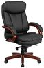 Flash Möbel Hohe Rückseite Leder Executive Drehstuhl mit Synchro-tilt Mechanismus, Mahagoni Holz Boden und Arme, Metall, schwarz, 85.09 X 67.31 X 41.27 cm Bild 1