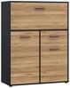 Forte MOKKARO Barkommode 95, Barschrank mit 2 Schranktüren, 1 Schublade, 1 Klappschrank, Mauvella Eiche Dekor/Schwarz, 94,7 cm breit, 123,5 cm hoch, 42 cm tief Bild 4