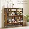 HOMCOM Schuhkipper mit 4 Klappen, verstellbar Trennwand, offenem Fach (schmal Schuhschrank, 1 St, Schuhregal für 12-20 Paar Schuhe), für Flur, Eingang 98x24x95cm Rustikal Braun Bild 4