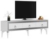 Hanah Home Stylish TV Stand, White & Silver, 180 x 44.6 x 29.6 cm | 100% Melamine Coated Particle Board, 18 mm Thick | Modern Design for Living Room & Entertainment Spaces Bild 5