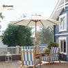 Outsunny Sonnenschirm Holz, Balkonschirm, Creme, LxB: 270x270 cm, Gartenschirm, Holzschirm, Ø270x250 cm Bild 2