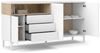 Dmora - Kommode Madeleine, Wohnzimmerbuffet, Wohnzimmer-Sideboard, Moderne Küchen-Speisekammer, 176x48 h90 cm, Weiß und Eiche Bild 3