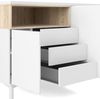 Dmora - Kommode Madeleine, Wohnzimmerbuffet, Wohnzimmer-Sideboard, Moderne Küchen-Speisekammer, 176x48 h90 cm, Weiß und Eiche Bild 4