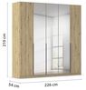 Rauch Möbel Alabama, Kleiderschrank, Garderobenschrank, 5-türig, Spiegel, Zubehör Basic, 3 Kleiderstangen, 3 Einlegeböden, Farbe Eiche Artisan, Holz, Griff Grau metallic, 226 x 210 x 54 cm Bild 3
