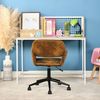 39F FURNITURE DREAM Adjustable Home Office Desk Chair – Upholstered in Faux Suede with Curved Back and Classic Appeal – Swivel & Adjustable Height Function,Brown,61 x 56 x 76-86cm Bild 4