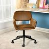 39F FURNITURE DREAM Adjustable Home Office Desk Chair – Upholstered in Faux Suede with Curved Back and Classic Appeal – Swivel & Adjustable Height Function,Brown,61 x 56 x 76-86cm Bild 2