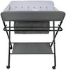 mobiler Wickeltisch mit Wickelaufsatz, Wickelkommode klappbar höhenverstellbar, Wickelkombi mit Sicherheitsgurt Aufbewahrungskorb Kleiderstange-80 * 63 * 93-99cm gebrochenes Weiß Bild 3