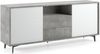 Dmora - Kommode Garofano, Buffetschrank mit 2 Türen und 2 Schubladen, elegantes Wohnzimmer-Sideboard, TV-Schrank, 100 % Made in Italy, 184 x 45 x 77 cm, Weiß und Zement Bild 3