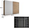 MESIO Kleiderschrank in Mauvella Eiche Optik, Weiß - Vielseitiger Schwebetürenschrank 2-türig mit viel Stauraum - 270 x 210 x 60 cm (B/H/T) Bild 3