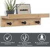ONVAYA® Wandregal Bambus mit 3 Haken | Bambus Schwarz | Regalbrett schwebend aus Holz | Schlüsselbrett mit Ablage | modernes Schweberegal | Wandhaken Garderobe | Schlüsselhaken Bild 3