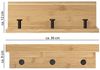 ONVAYA® Wandregal Bambus mit 3 Haken | Bambus Schwarz | Regalbrett schwebend aus Holz | Schlüsselbrett mit Ablage | modernes Schweberegal | Wandhaken Garderobe | Schlüsselhaken Bild 2