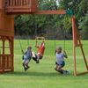 Backyard Discovery Spielturm Skyfort II aus Holz XXL Spielhaus für Kinder mit Rutsche, Schaukel, Trapezstange, Kletterwand und Aussichtsturm | Braun | Holz | 670 cm Bild 4