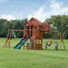 Backyard Discovery Spielturm Skyfort II aus Holz XXL Spielhaus für Kinder mit Rutsche, Schaukel, Trapezstange, Kletterwand und Aussichtsturm | Braun | Holz | 670 cm Bild 2