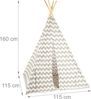 Relaxdays Tipi Zelt, Spielzelt mit Boden, inklusive Tragetasche, Wigwam Kinderzelt, HxBxT: 160 x 115 x 115 cm, weiß-grau Bild 4