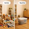 Plastard Aufbewahrungsbox mit Deckel & Rollen 15 - 110 Liter Stapelbar, Transportbox, Regalbox (4er-Set, 4 St), Lagerbox, Spielzeugbox, BPA-Frei, Storagebox für Spielzeug, mit Clips Bild 4