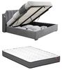 Vente-unique - TEOMIS Bett StoffSamt Grau - B 216 cm x H 122,5 cm x L 204 cm Bild 1