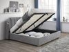 Vente-unique - TEOMIS Bett StoffSamt Grau - B 216 cm x H 122,5 cm x L 204 cm Bild 2