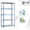 Simon Rack Schwerlastregal, 2000 x 1200 x 300 mm, Bis 200 kg Belastbar, 5 Verstellbare Ablagen, MDF-Platten, Kellerregal, Lagerregal, Blau/Holz - Simonclick Bild 5