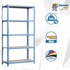 Simon Rack Schwerlastregal, 2000 x 1200 x 300 mm, Bis 200 kg Belastbar, 5 Verstellbare Ablagen, MDF-Platten, Kellerregal, Lagerregal, Blau/Holz - Simonclick Bild 3
