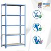 Simon Rack Schwerlastregal, 2000 x 1200 x 300 mm, Bis 200 kg Belastbar, 5 Verstellbare Ablagen, MDF-Platten, Kellerregal, Lagerregal, Blau/Holz - Simonclick Bild 4