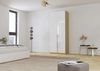 Rauch Möbel Alabama, Kleiderschrank, Garderobe, 2-türig, Zubehör Premium, 1 Kleiderstange, 3 Einlegeböden, Schubladeneinsatz, Farbe Hochglanz Weiß/Eiche Artisan, Holz, Griff Grau metallic, 91 x 229 x 54 cm Bild 2