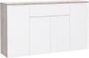 Forte Moreno Kommode 140, Moderne Kommode mit 4 Türen und 1 großer Schublade, Schlaf-/Wohnzimmer, Flur, Holzwerkstoff, Weiß, 139,3 cm breit x 80,1 cm hoch x 34,1 cm tief Bild 4