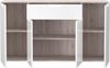 Forte Moreno Kommode 140, Moderne Kommode mit 4 Türen und 1 großer Schublade, Schlaf-/Wohnzimmer, Flur, Holzwerkstoff, Weiß, 139,3 cm breit x 80,1 cm hoch x 34,1 cm tief Bild 5