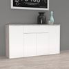 Forte Moreno Kommode 140, Moderne Kommode mit 4 Türen und 1 großer Schublade, Schlaf-/Wohnzimmer, Flur, Holzwerkstoff, Weiß, 139,3 cm breit x 80,1 cm hoch x 34,1 cm tief Bild 2