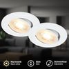 BRILONER - 2er Set LED Einbaustrahler 230V flach, schwenkbar, warmweißes Licht, LED Spot, flach, Deckenspots, Spots 230V, Einbauleuchten, Einbauspots, 68mm Lochmass, 8x3,2 cm, Weiß Bild 2