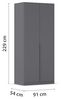 Rauch Möbel Alabama, Kleiderschrank, Garderobenschrank, 2-türig, Zubehör Premium, 1 Kleiderstange, 3 Einlegeböden, Schubladeneinsatz, Farbe Grau metallic, Schwarz, Griff Grau metallic, 91 x 229 x 54 cm Bild 3