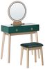 Beliani 'Fedry' Schminktisch mit LED-Beleuchtung und Hocker, MDF grün / gold, 80 x 42 x 134 cm Bild 1