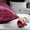 Cozyor Bettwäsche Satin glänzend 135x200, 155x200, 155x220, 200x200cm mit Reißverschluss, Satin, bordeaux Berry, 3 teilig, glänzend Satin, Bettbezug + Kissenbezug 80x80, besonders weich Bild 3