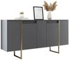 Dmora - Kommode Betel, Wohnzimmerbuffet, Wohnzimmer-Sideboard, Moderne Küchen-Speisekammer, 160x35h80 cm, Walnuss und Gold Bild 3