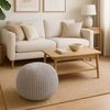 Pouf HWC-E16, Strickhocker Sitzhocker Strickpouf, Strickoptik 40x50cm ~ grau Bild 2