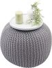 Pouf HWC-E16, Strickhocker Sitzhocker Strickpouf, Strickoptik 40x50cm ~ grau Bild 4
