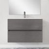 Baikal, Natura Badezimmermöbel mit reduziertem Boden, mit Keramikwaschbecken, Aufteilung mit Zwei Schubladen, montierter Schrank, Zwei Schubladen ohne Spiegel, Tiefe 39 cm, 90 cm, Asche Bild 3