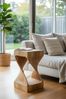 FaHome Beistelltisch Holzhocker Gedreht Geschwungen Natur Blumenhocker Massiv Beistelltisch Bild 2