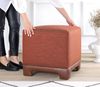 Atelier Del Sofa Stylish Tile Red Pouffe, 50 x 50 x 47 cm | 50% Cotton & 50% Linen, 35 DNS Orthopedic Sponge, 6 cm Thickness | Faux Leather Legs, Modern Comfort Bild 4
